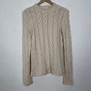 Tory Burch 100% Cashmere Cable Knit Sweater Cream Size Small